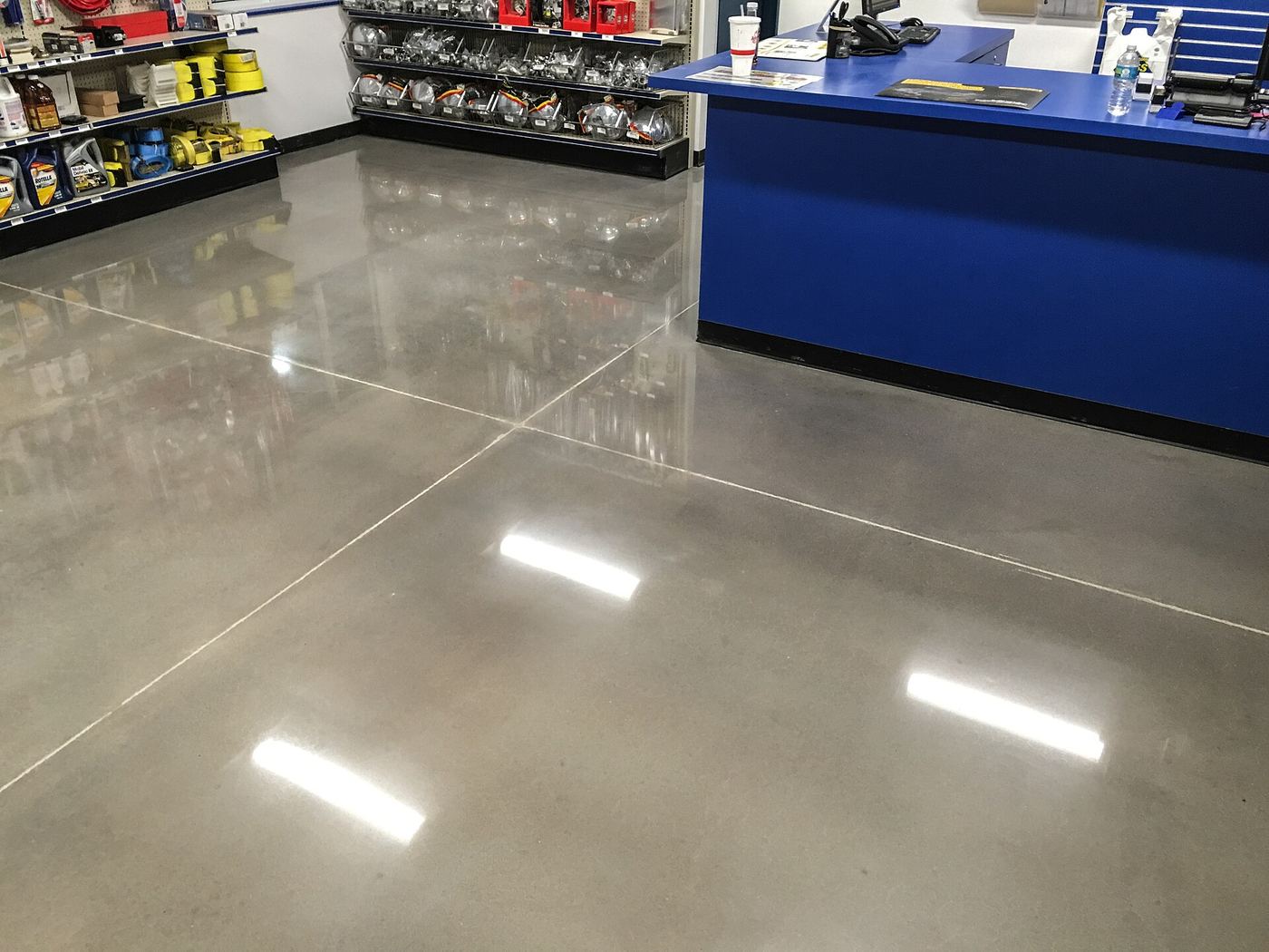 Polished concrete floor before a decorative coating